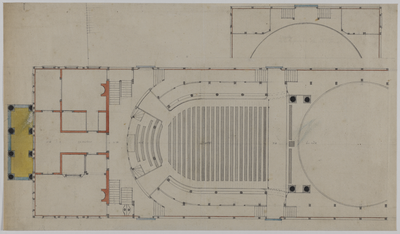 214935 Plattegrond van de schouwburg op het Vredenburg te Utrecht.
